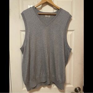 Vintage L.L. Bean Grey Sweater Vest Cotton/Cashmere Blend Size XL EUC Golf
